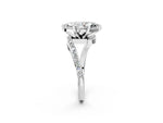 Silver Marquise Cut Solitaire Twist Band with Pave Set Diamonds and Four-Prong Setting_8