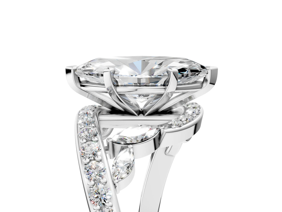 Silver Marquise Cut Solitaire with Pavé Twist Band and Four-Prong Setting_17