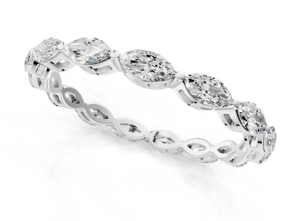 Silver Marquise Diamond Eternity Band with U-Prong Setting_13
