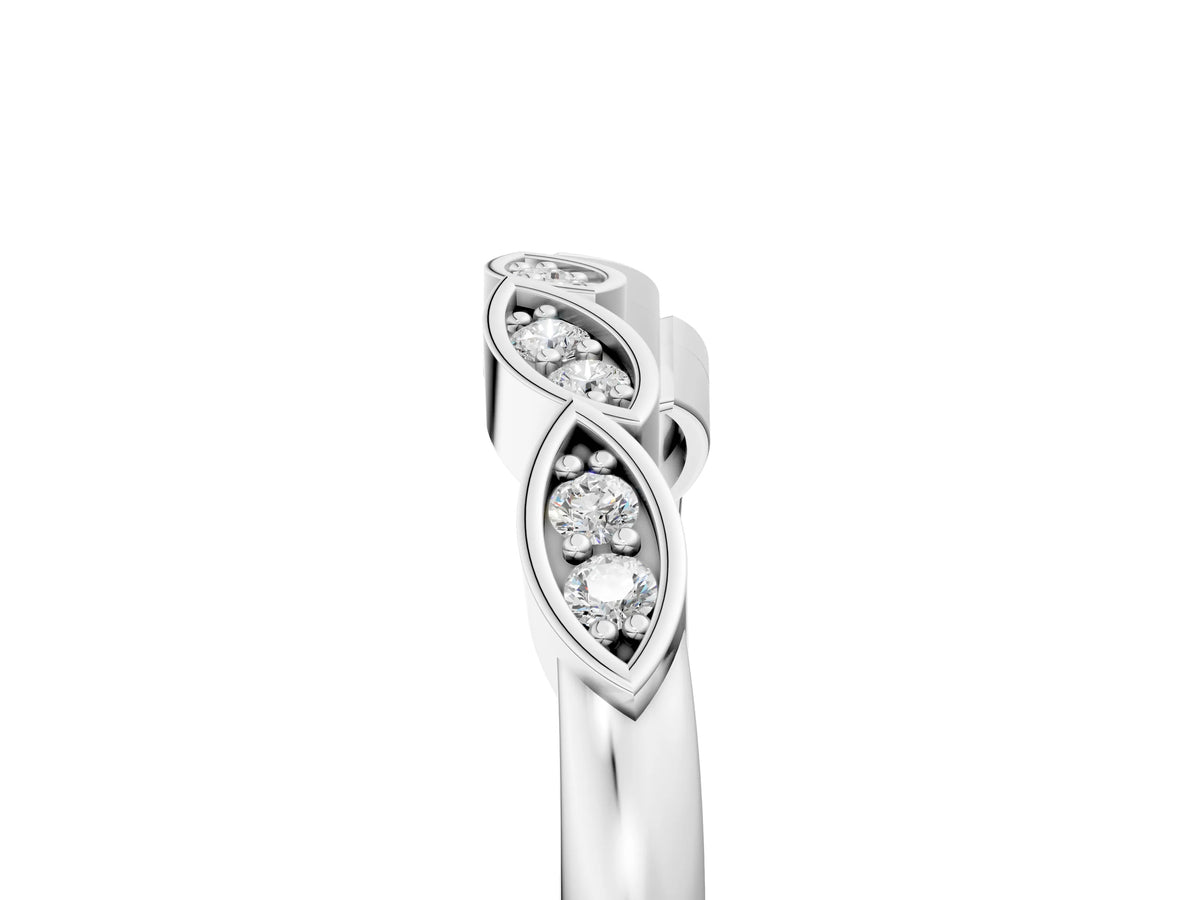 Silver Marquise Diamond Leaf Eternity Band with Bezel Setting_11