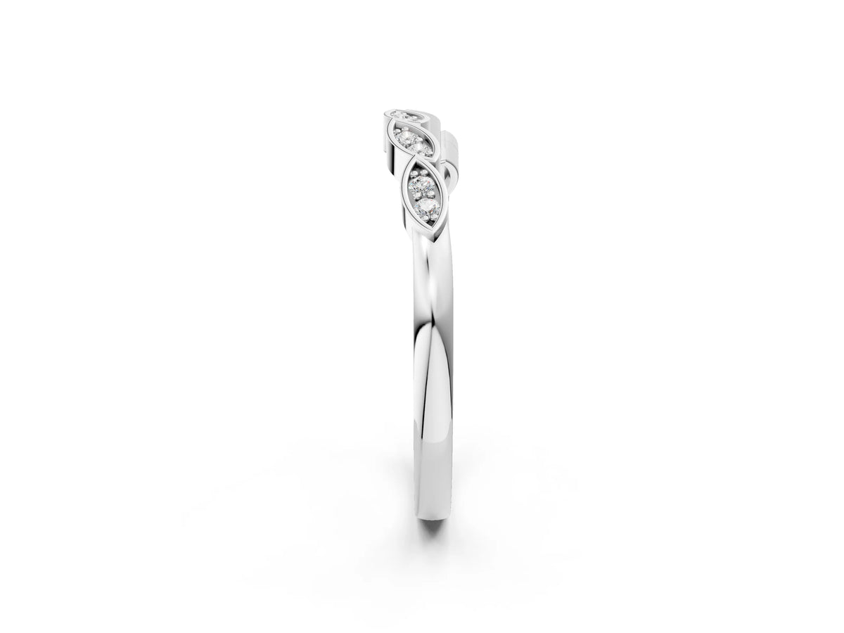 Silver Marquise Diamond Leaf Eternity Band with Bezel Setting_8