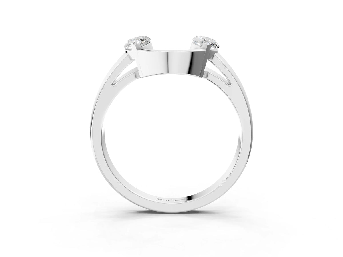 Silver Marquise Diamond Open Band Ring with Tension Setting_9