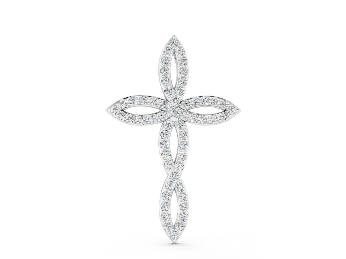 Silver Marquise Diamond Pavé Cross Pendant_2