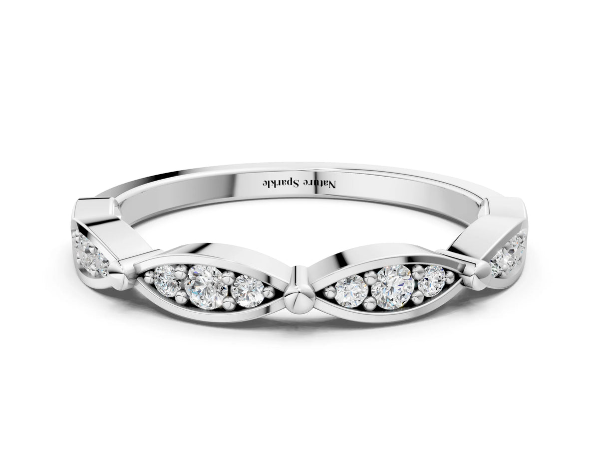Silver Marquise Diamond Pavé Eternity Band with Bezel Setting_12