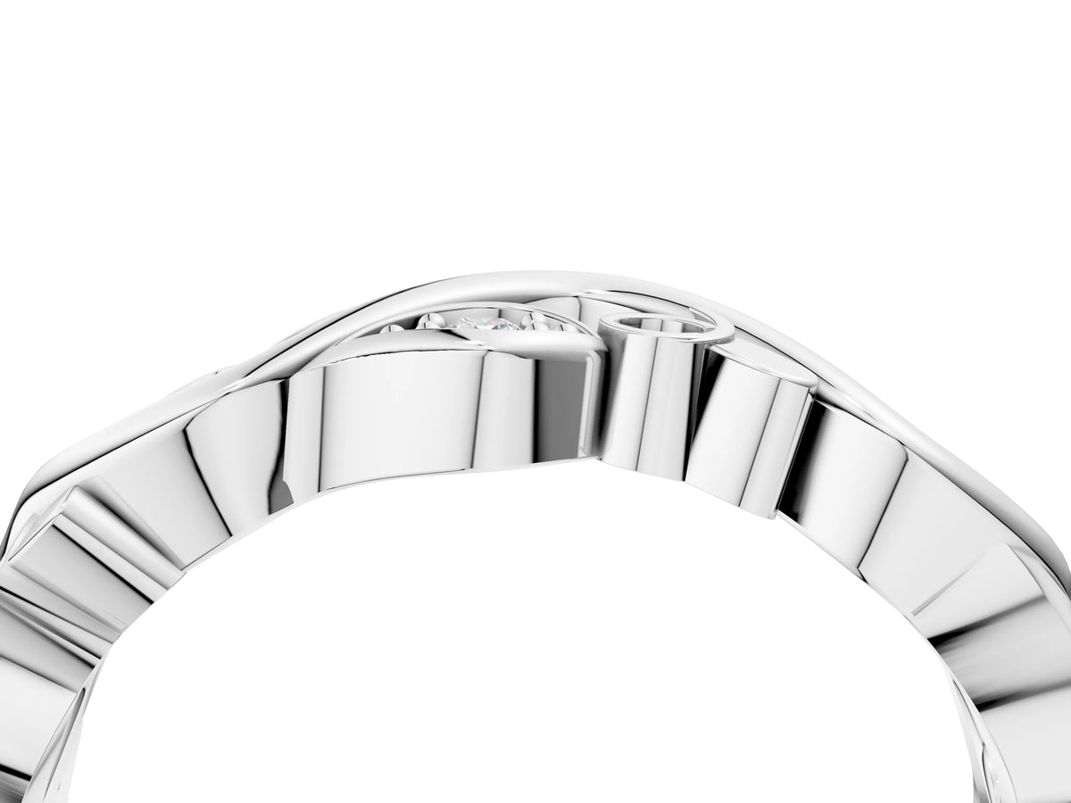 Silver Marquise Diamond Vine Eternity Band with Bezel Setting_10