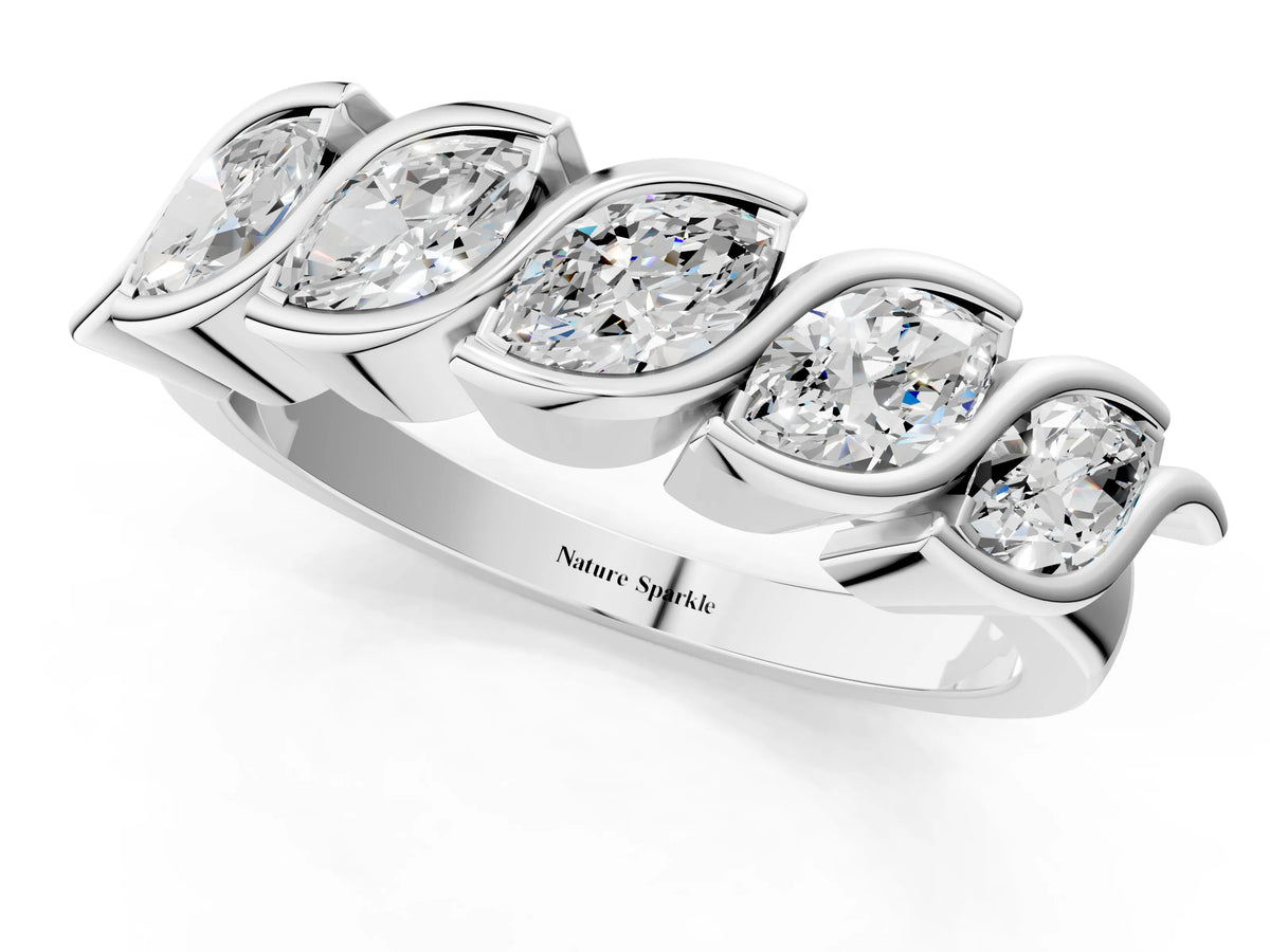 Silver Marquise Diamond Wave Band with Channel Setting_13