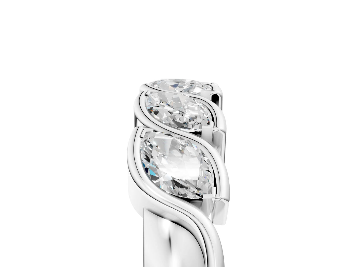 Silver Marquise Diamond Wave Band with Channel Setting_17