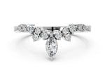 Silver Marquise and Round Diamond Chevron Band with Prong Setting_12