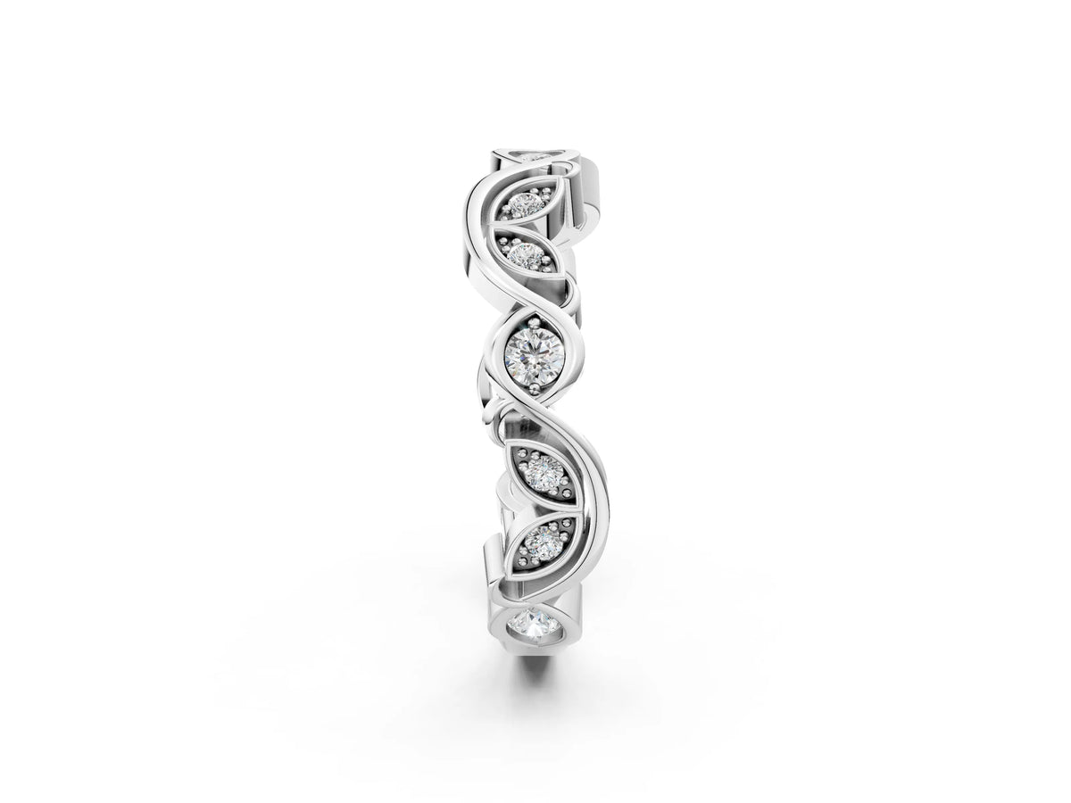 Silver Marquise and Round Diamond Infinity Eternity Band with Bezel Setting_8