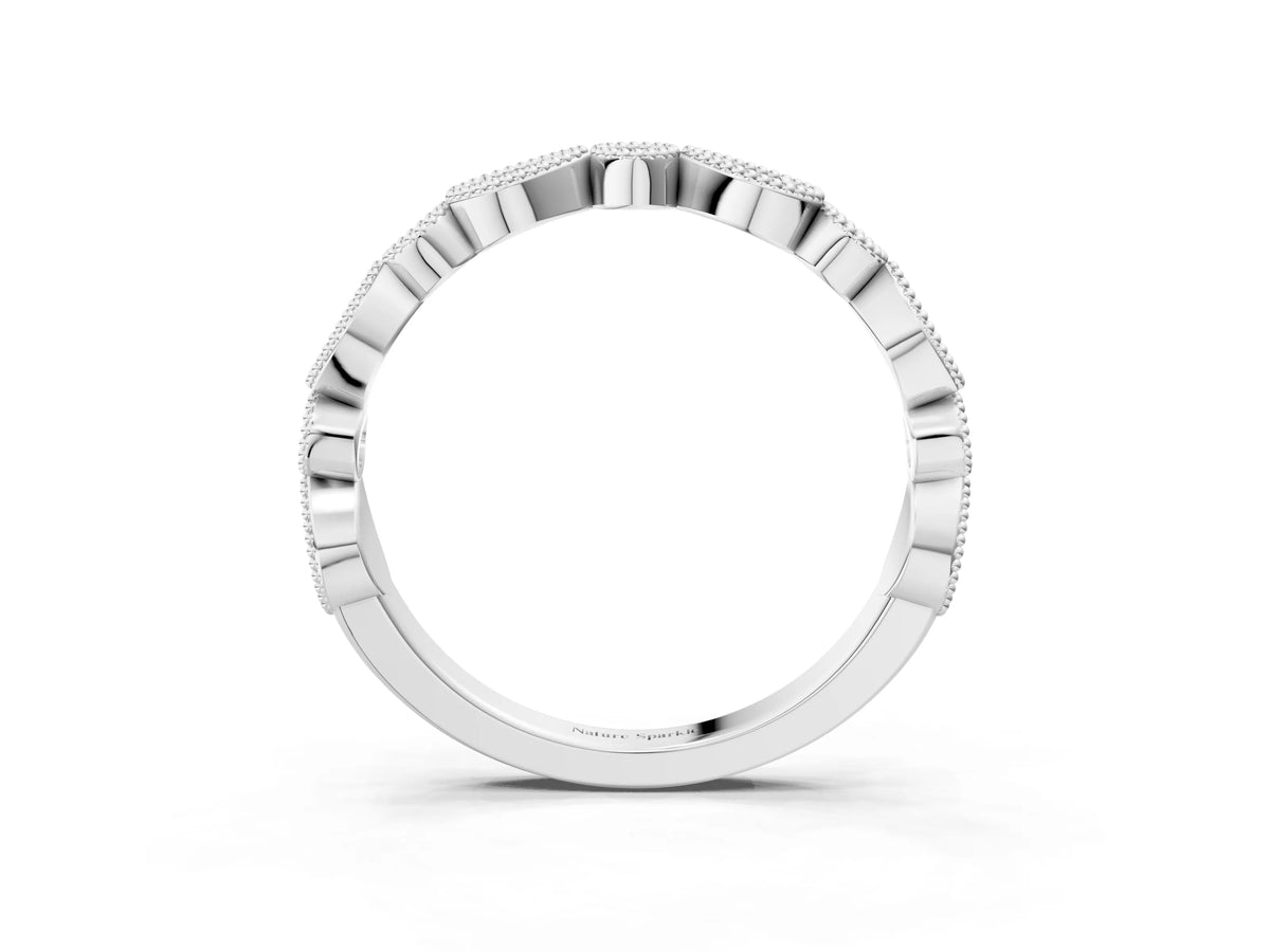 Silver Milgrain Bezel Set Pear and Round Diamond Eternity Band_15