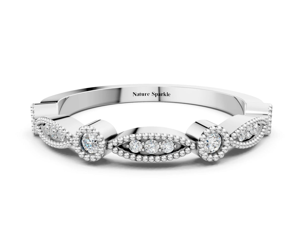 Silver Milgrain Bezel and Marquise Diamond Band_12