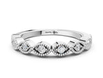 Silver Milgrain Marquise Diamond Half Eternity Band with Bezel Setting_12
