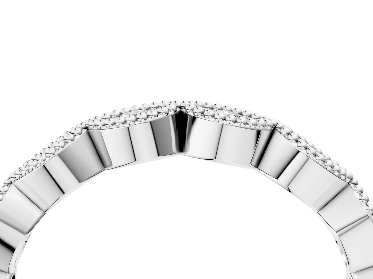 Silver Milgrain Marquise Diamond Half Eternity Band with Bezel Setting_16