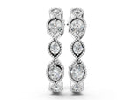 Silver Milgrain Marquise Diamond Hoop Earrings with Bezel Setting_4
