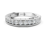 Silver Milgrain Round Diamond Pavé Chevron Band_12