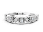 Silver Milgrain Square Diamond Eternity Band with Bezel Setting_12