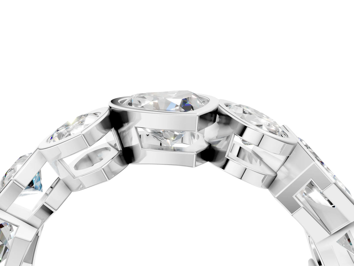Silver Mixed Shape Diamond Bezel Set Eternity Wedding Band_16