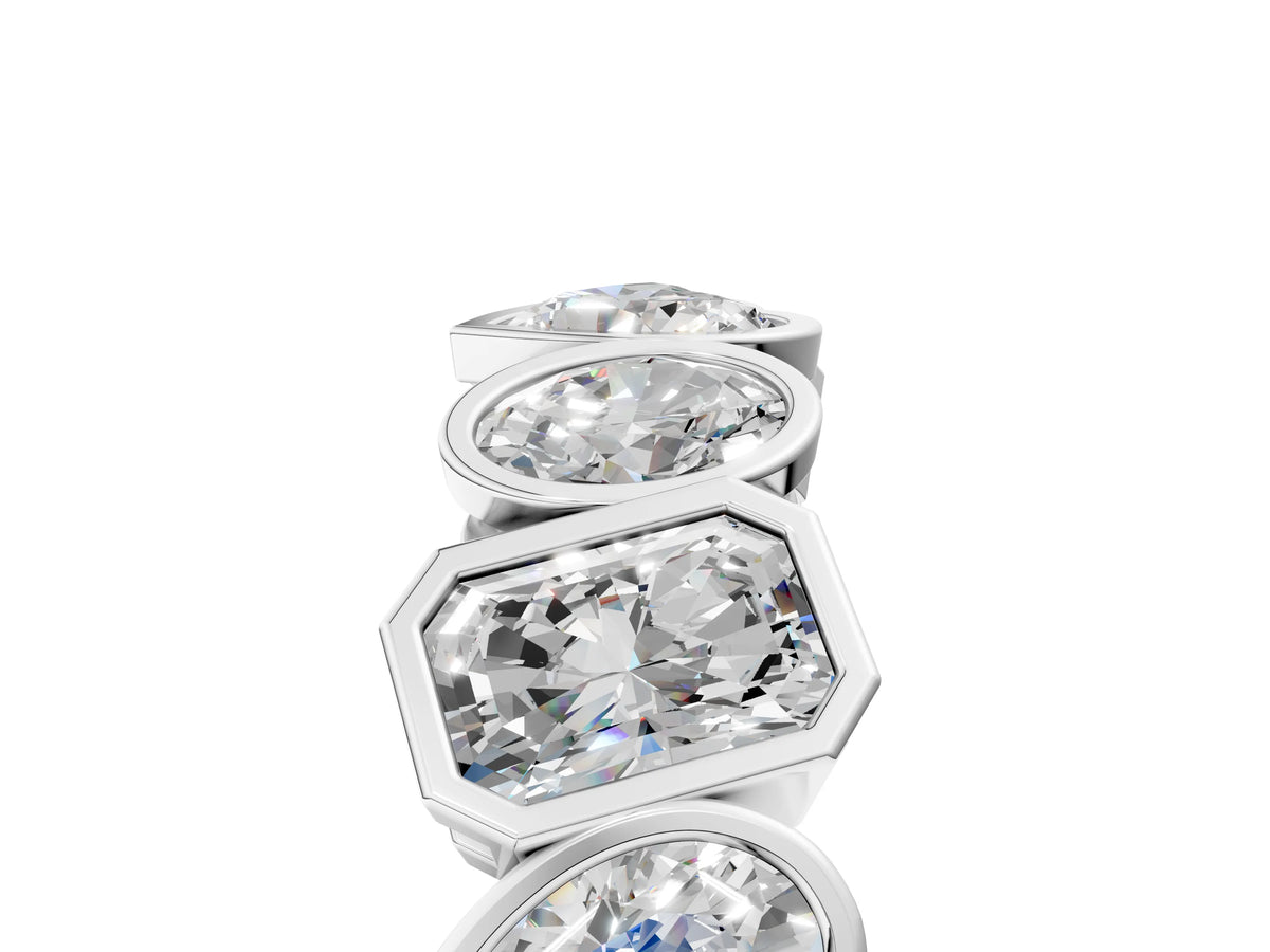 Silver Mixed Shape Diamond Bezel Set Eternity Wedding Band_17