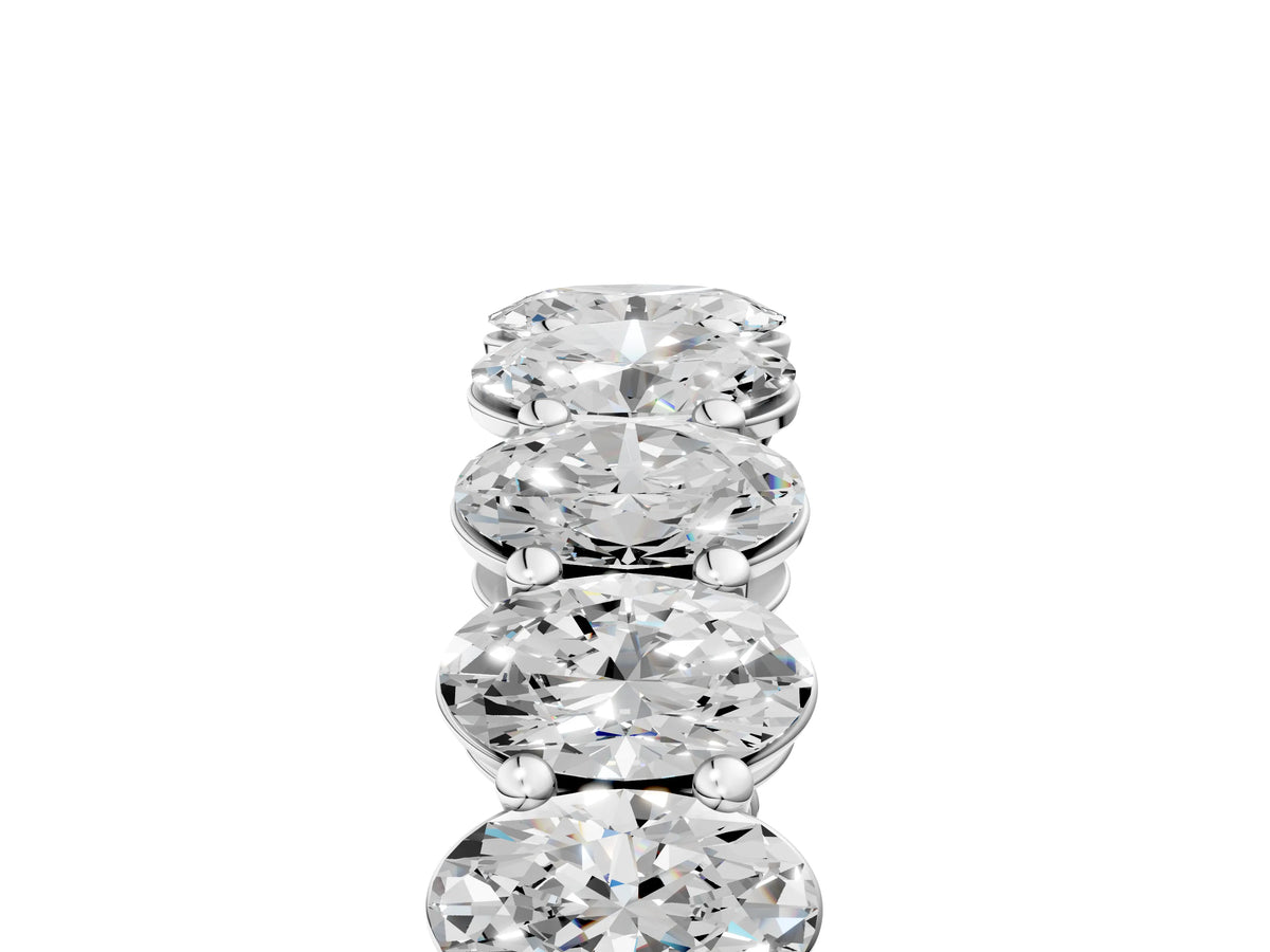 Silver Oval Cut Diamond Eternity Band with Shared Prong Setting_11