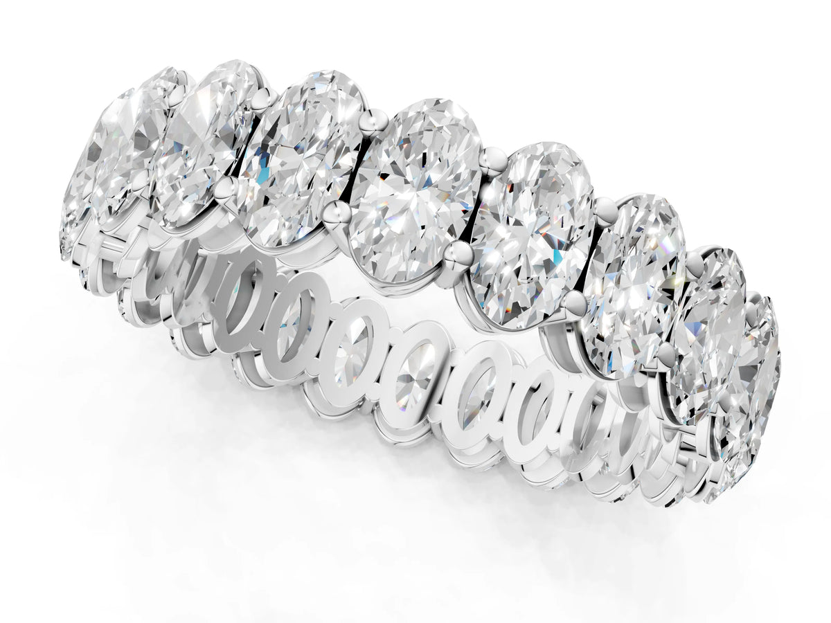 Silver Oval Cut Diamond Eternity Band with Shared Prong Setting_7