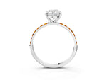 Silver Oval Cut Diamond Solitaire Ring with Round Citrine Pavé Band and Prong Setting_9