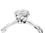 Silver Oval Cut Solitaire Diamond Ring with Bamboo Band and Four-Prong Setting_16