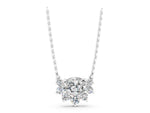 Silver Oval Diamond Cluster Pendant with Prong Setting_3