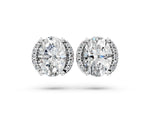 Silver Oval Diamond Half Halo Stud Earrings_4