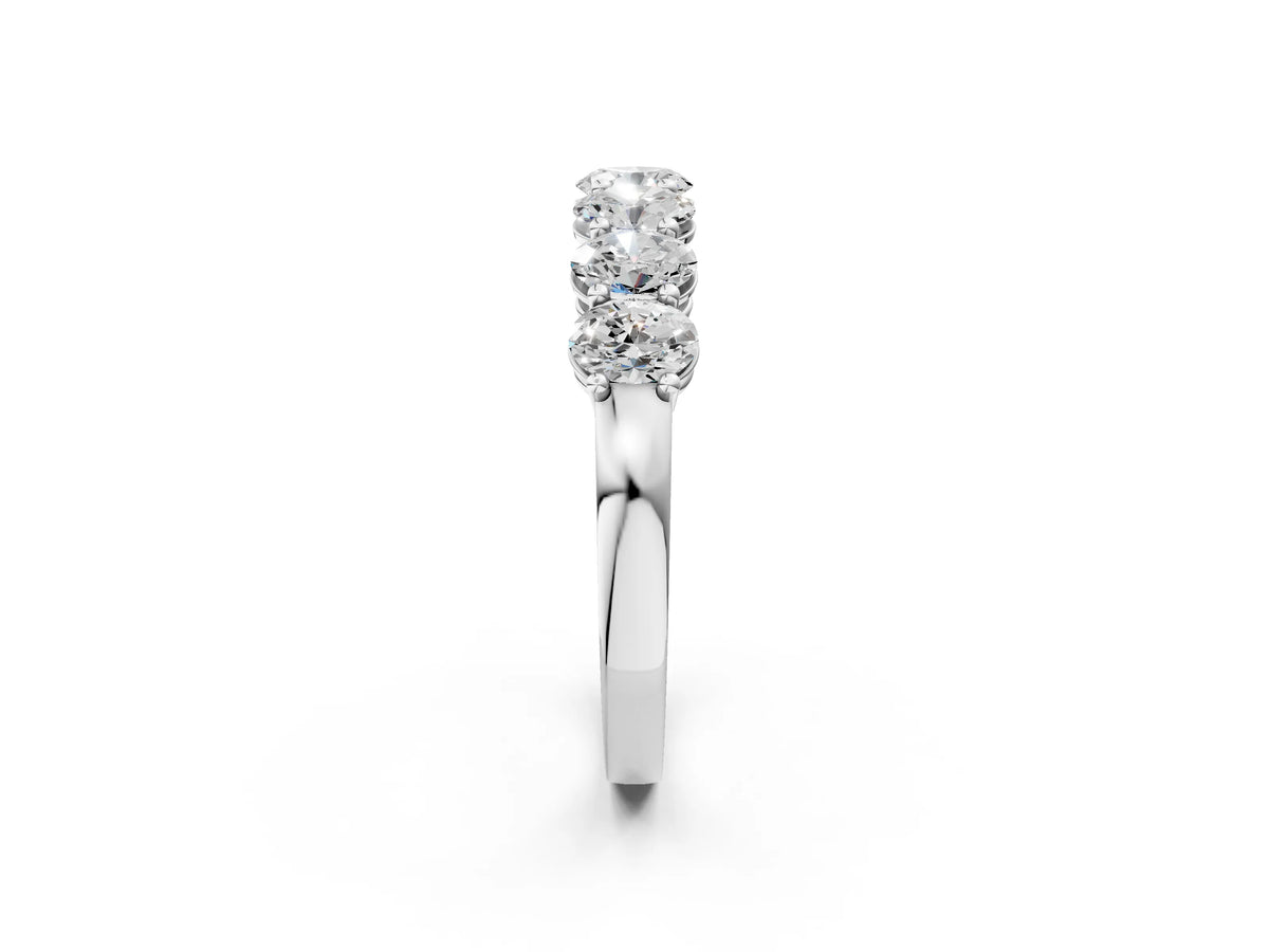 Silver Oval Diamond Shared Prong Eternity Band_14