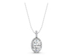 Silver Oval Halo Diamond Pendant with Prong Setting_3