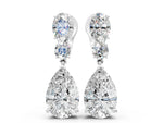 Silver Oval, Round and Pear Diamond Huggie Drop Earrings_2