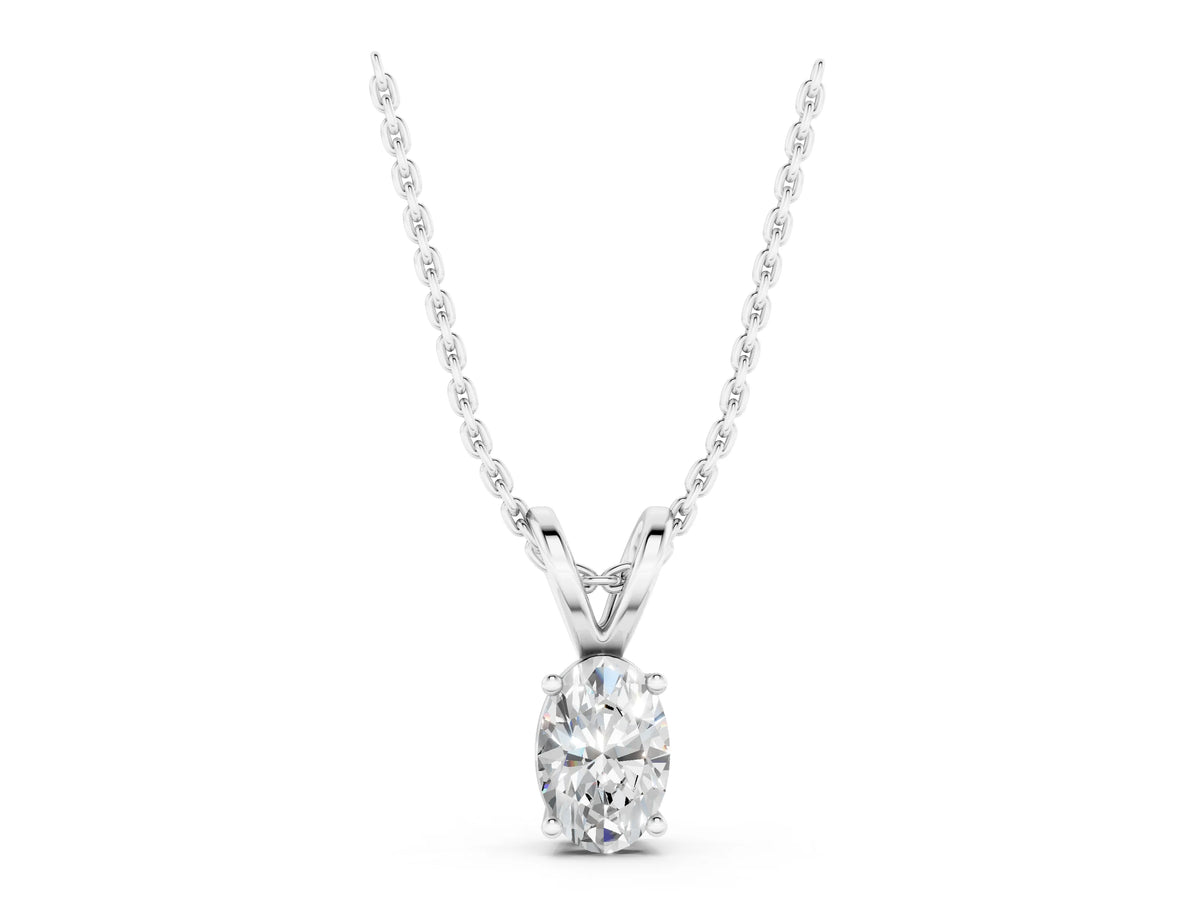Silver Oval Solitaire Diamond Prong Pendant_3