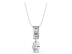 Silver Oval and Baguette Diamond Drop Pendant_5