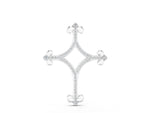 Silver Pavé Diamond Cushion Cross Pendant with Fleur-de-Lis Prongs_2