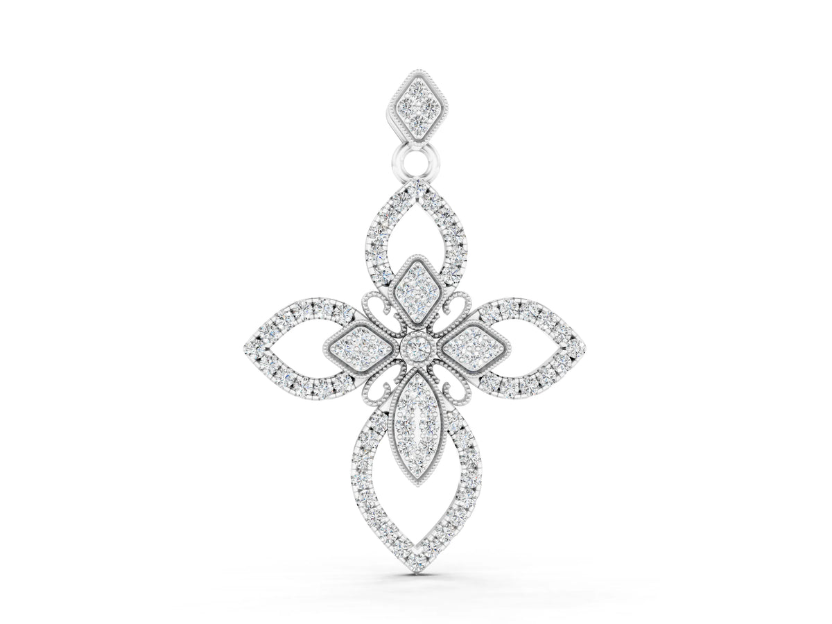 Silver Pavé Marquise Diamond Cross Pendant_2
