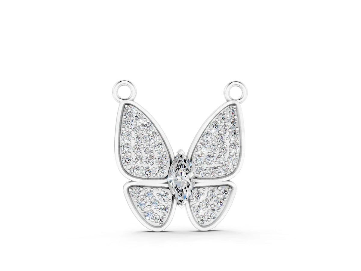 Silver Pavé Oval Prong Butterfly Pendant_2