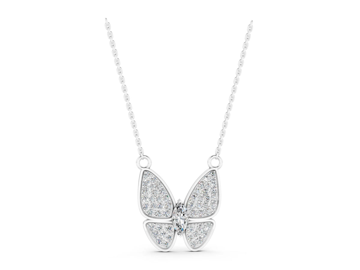 Silver Pavé Oval Prong Butterfly Pendant_3