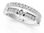 Silver Pavé Round Diamond Channel Set Dual Band with Prong Setting_13