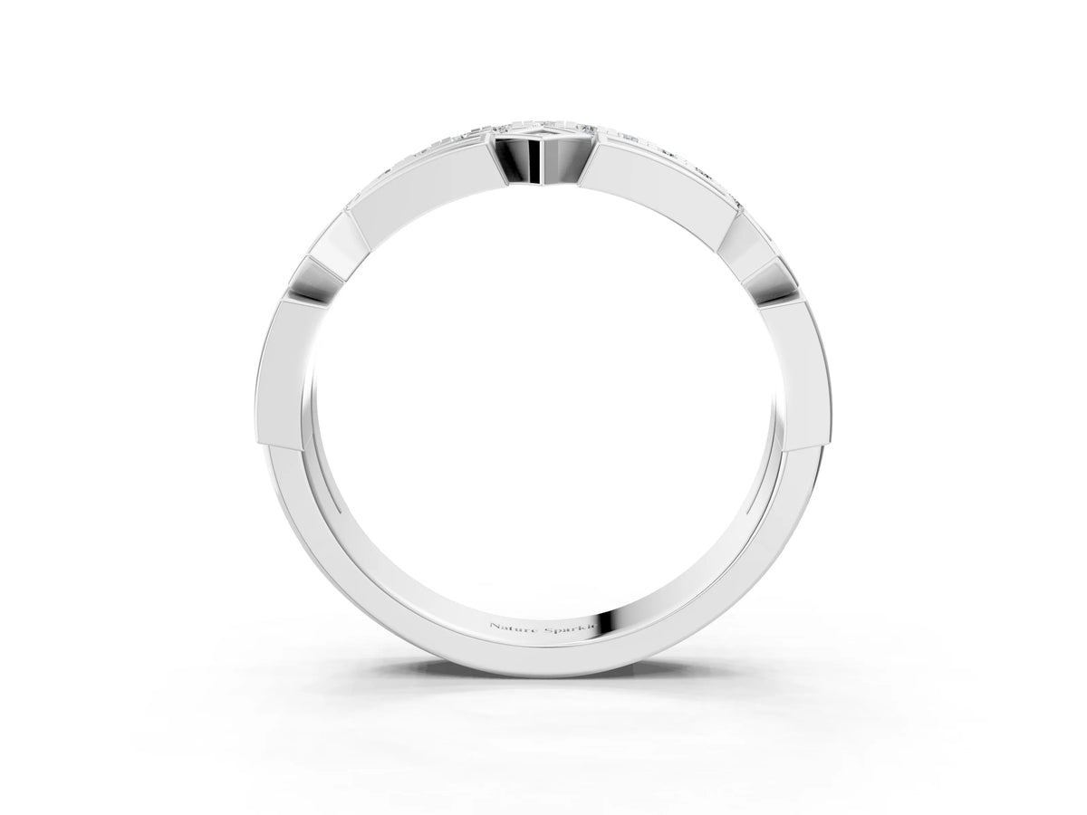 Silver Pavé Round Diamond Channel Set Dual Band with Prong Setting_15