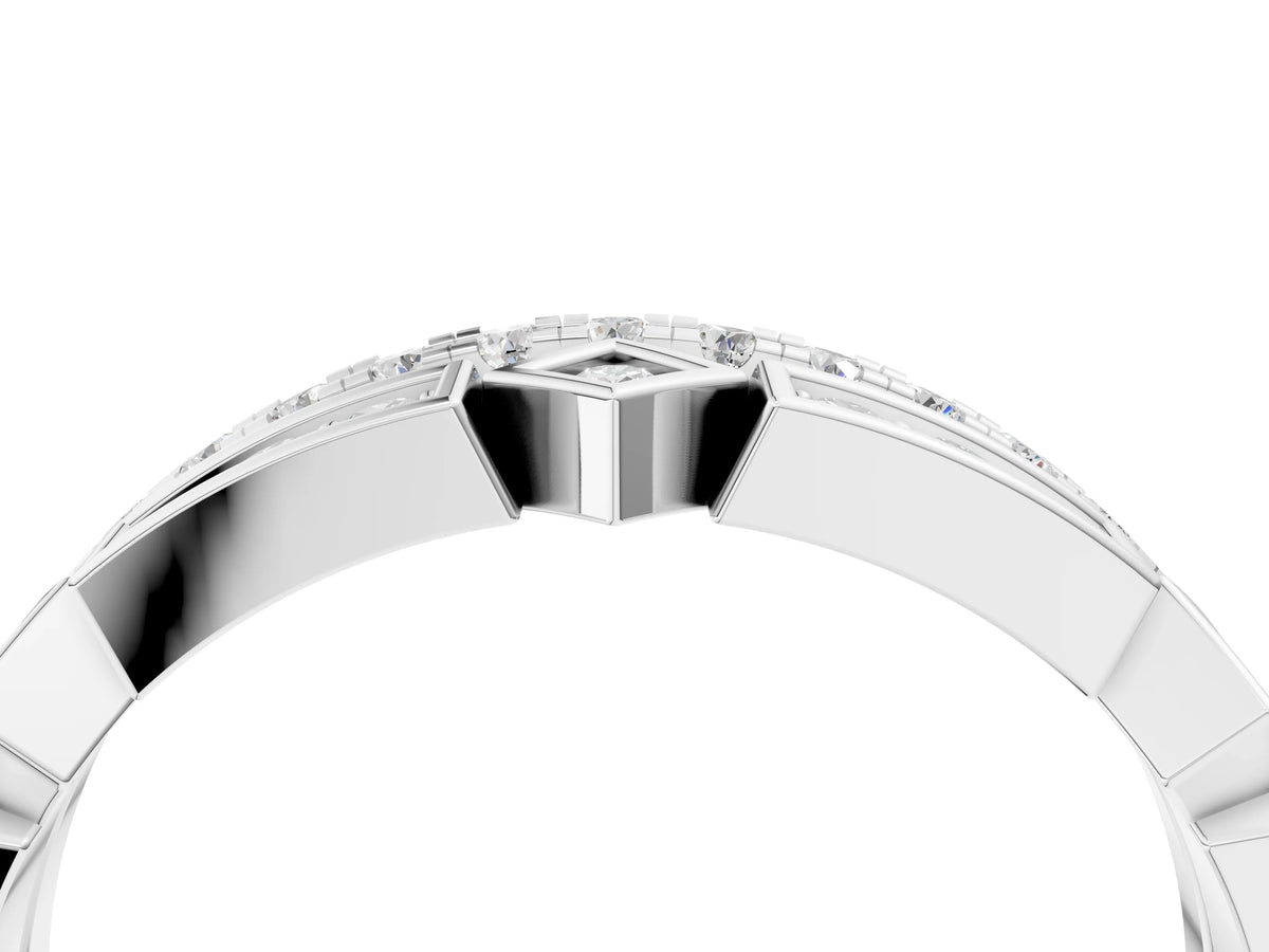 Silver Pavé Round Diamond Channel Set Dual Band with Prong Setting_16