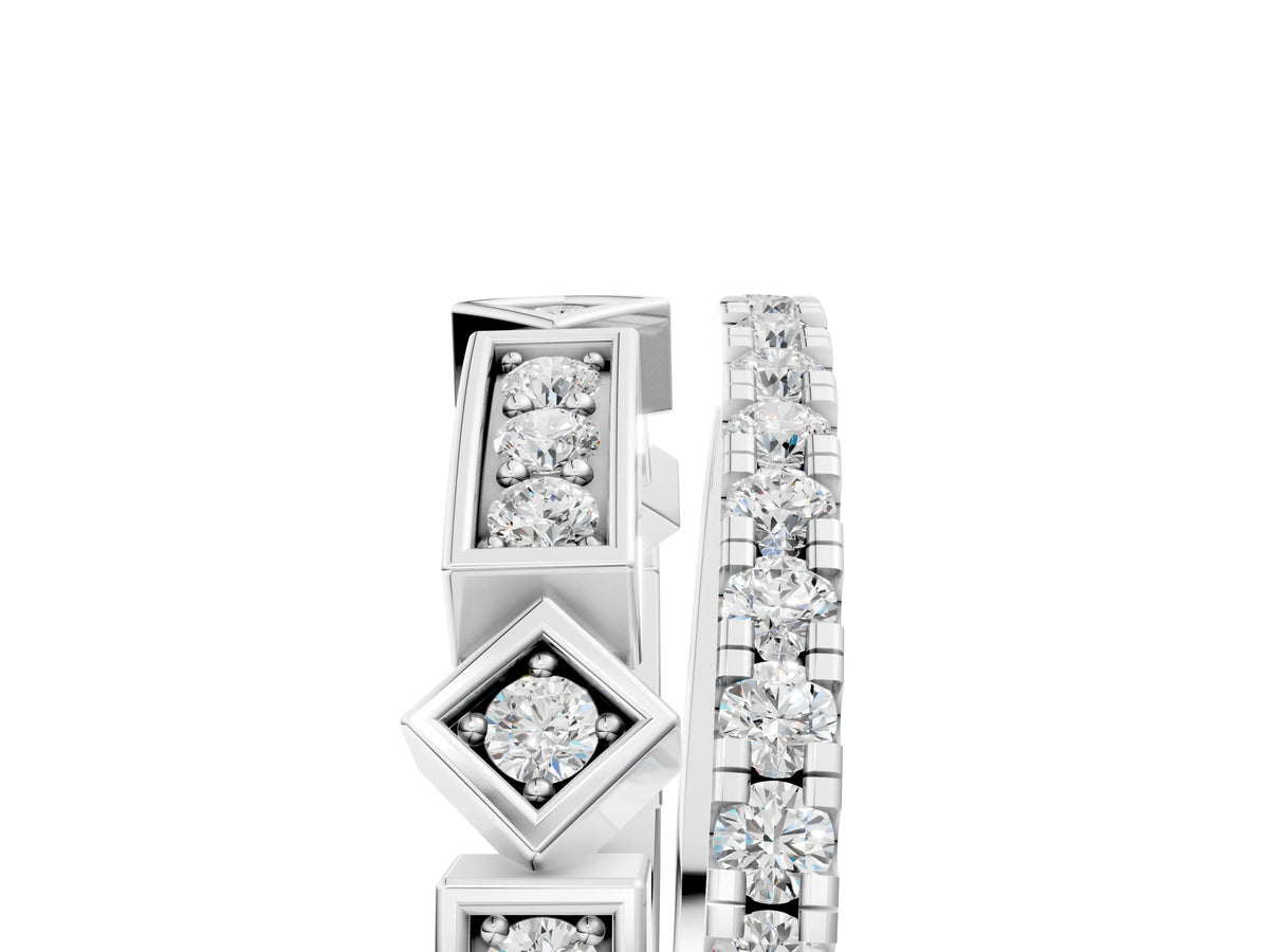 Silver Pavé Round Diamond Channel Set Dual Band with Prong Setting_17