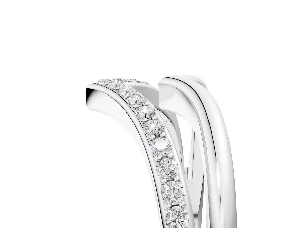 Silver Pavé Round Diamond Chevron Band with Channel Setting_17