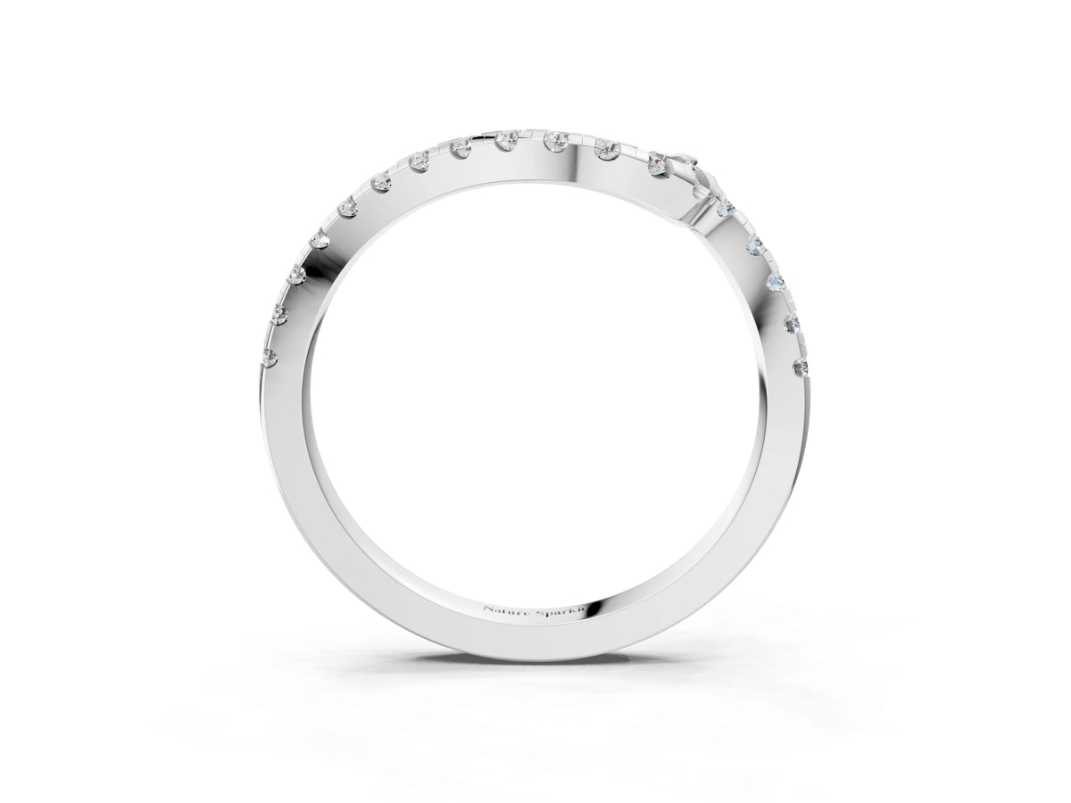 Silver Pavé Round Diamond Chevron Band with Prong Setting_15