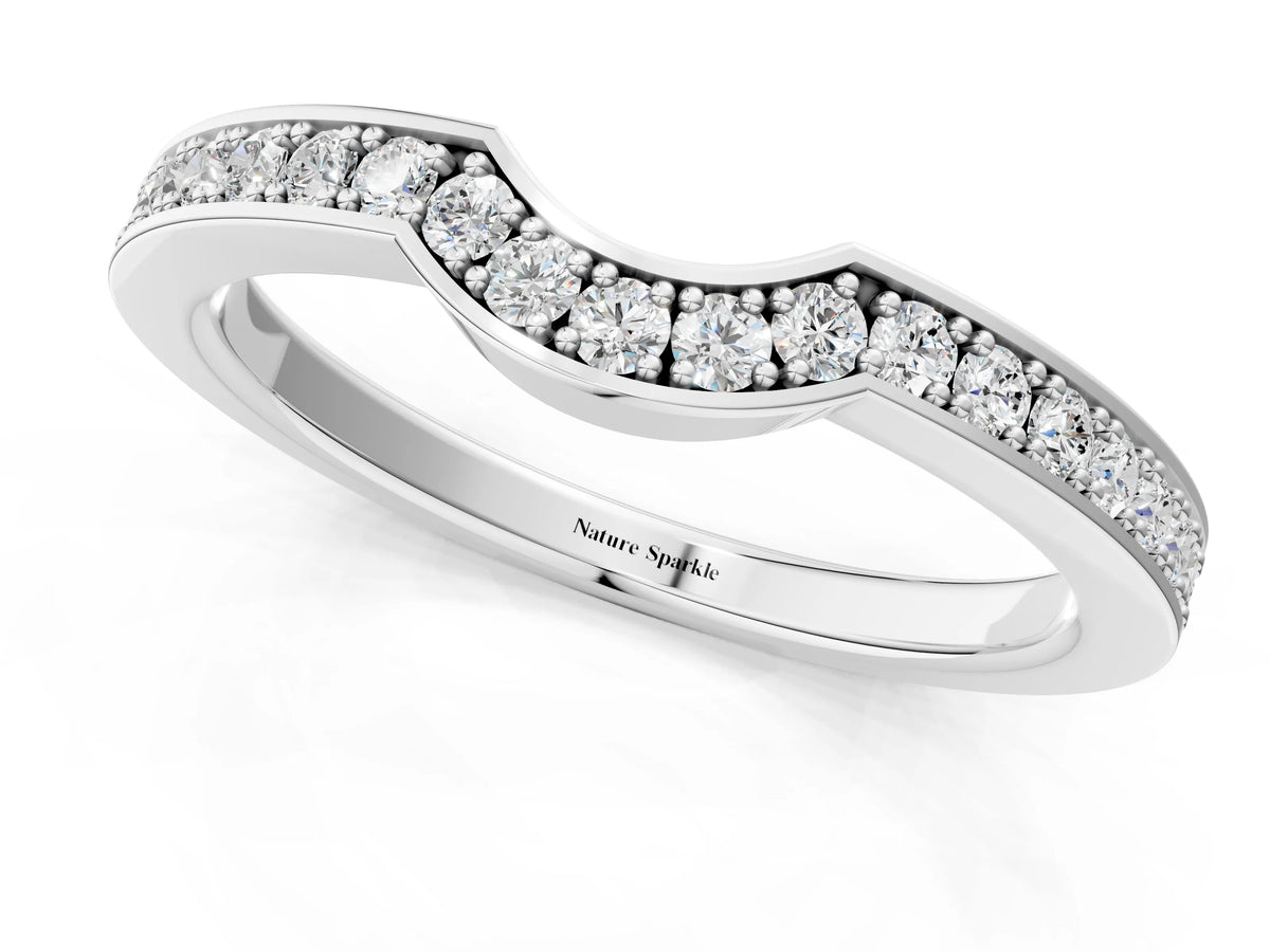 Silver Pavé Round Diamond Contour Band with Channel Setting_13