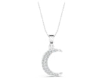 Silver Pavé Round Diamond Crescent Pendant with Four-Prong Setting_5