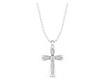 Silver Pavé Round Diamond Cross Pendant with Bezel Setting_3