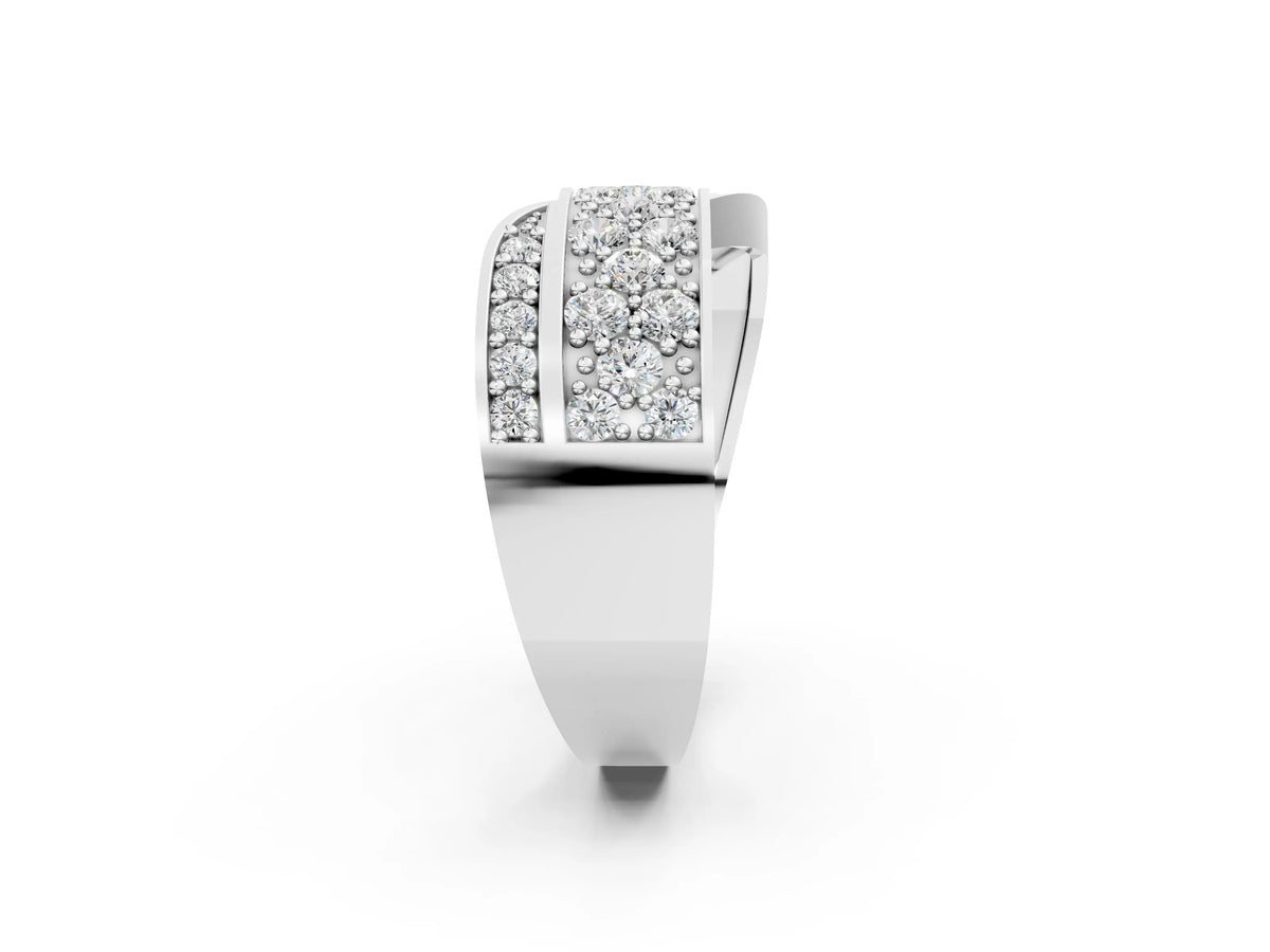 Silver Pavé Round Diamond Crossover Band with Bead Prong Setting_8