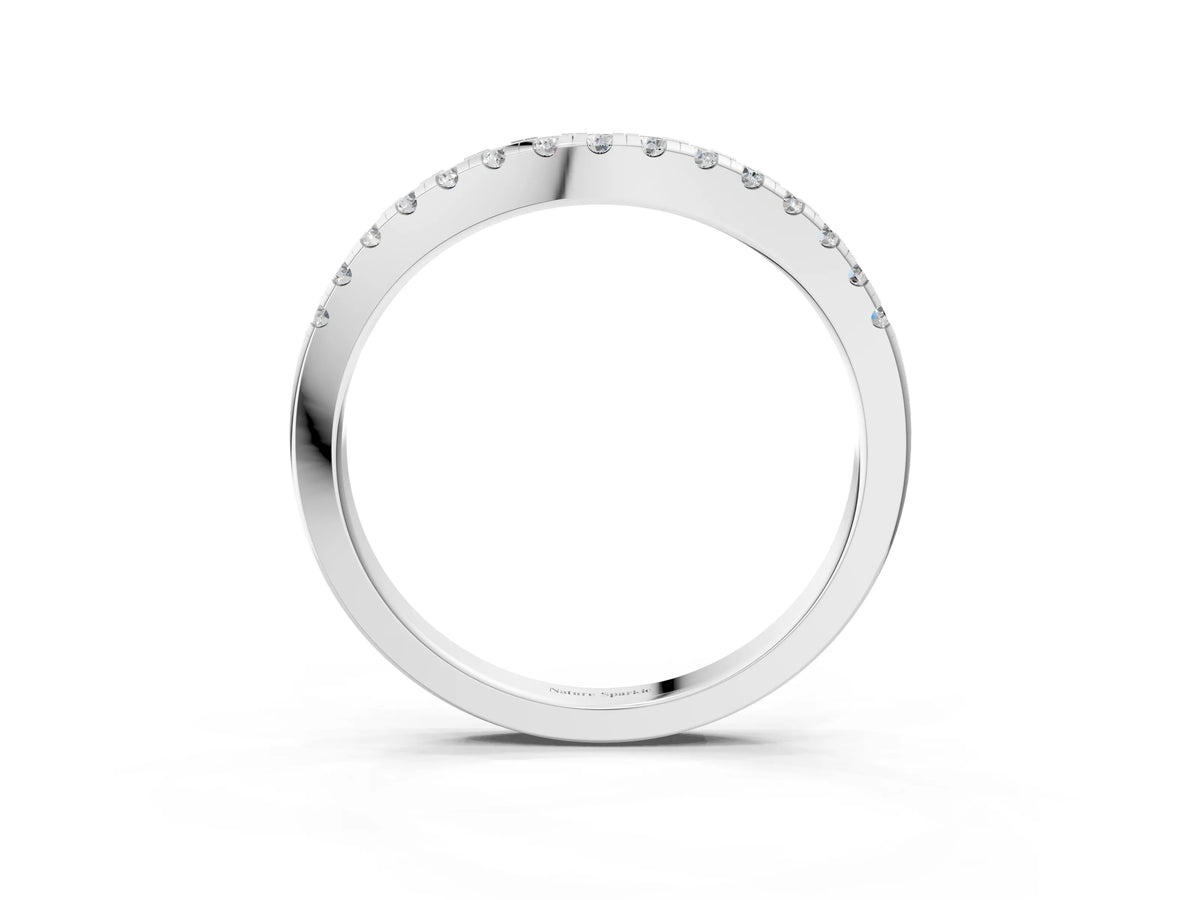 Silver Pavé Round Diamond Curved Band with Shared Prong Setting_15