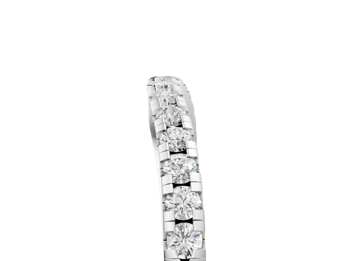 Silver Pavé Round Diamond Curved Band with Shared Prong Setting_17