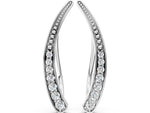 Silver Pavé Round Diamond Curved Bar Earrings_2